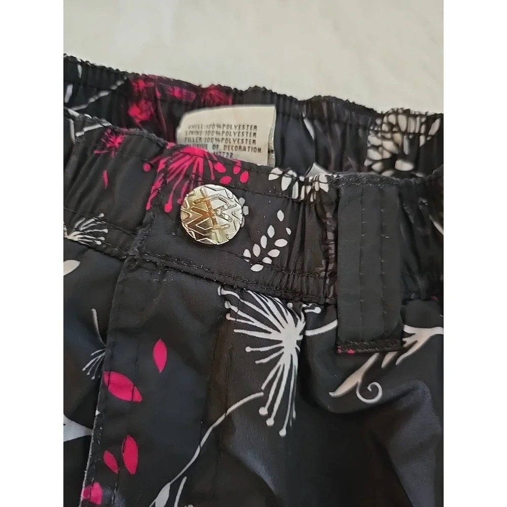 Zero Xposur‎ Girls Black Pink & White Dandelion Snow Bibs Ski Pants S 7/8
